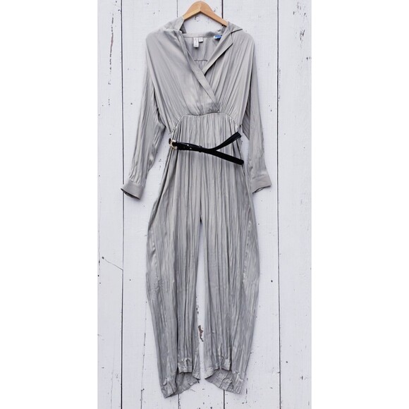 Joie Women Sage Green Long Sleeve Collared Belted Relaxed Jumpsuit Sz S - Picture 5 of 11